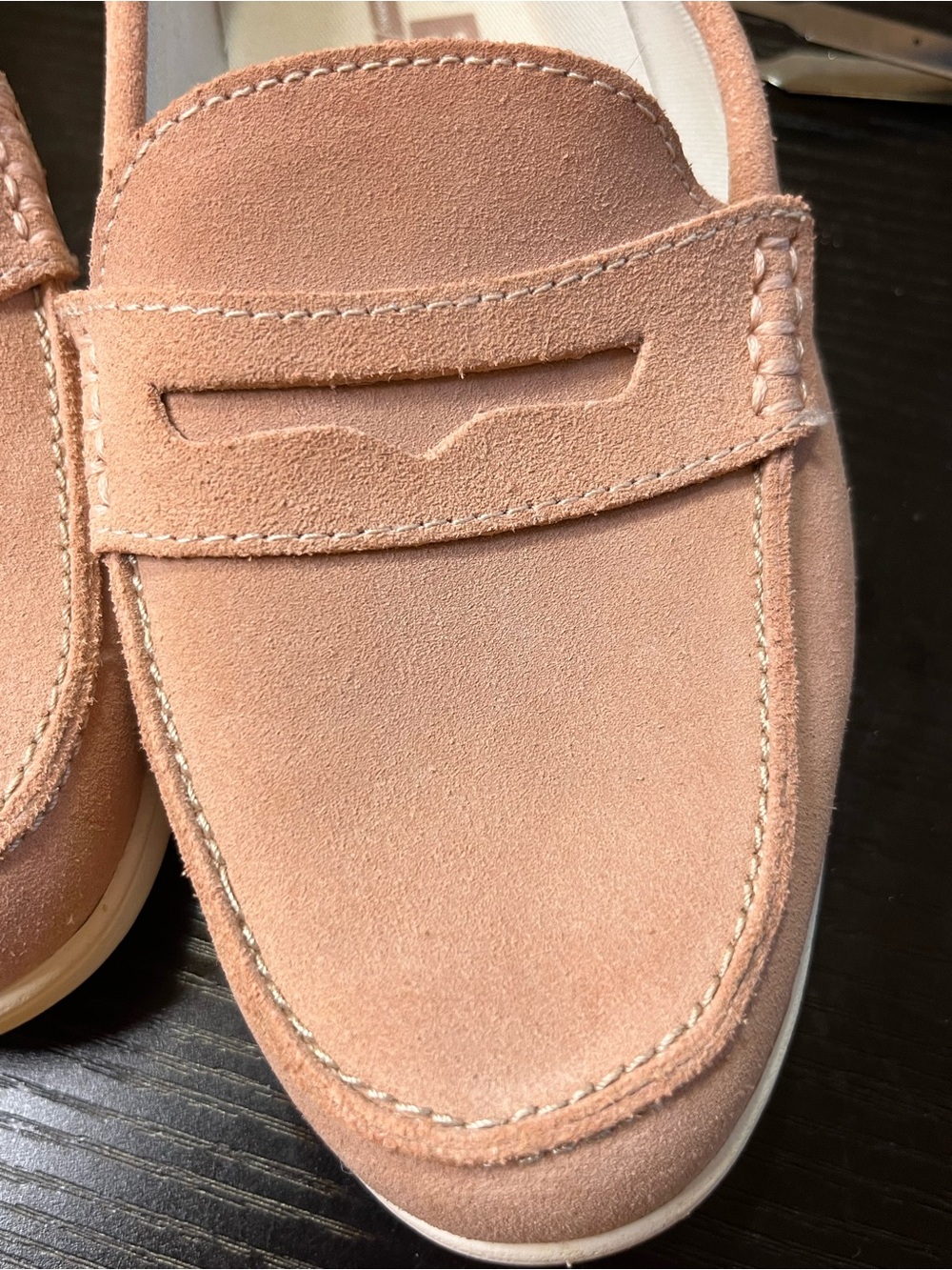 Lands' End Women's size 8 Suede Penny Loafers in Dusty Rose